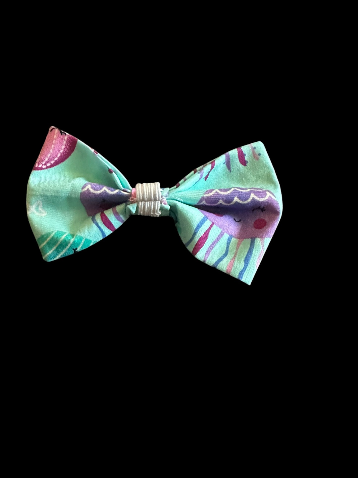Cat and small dog bow ties- blue jellyfish