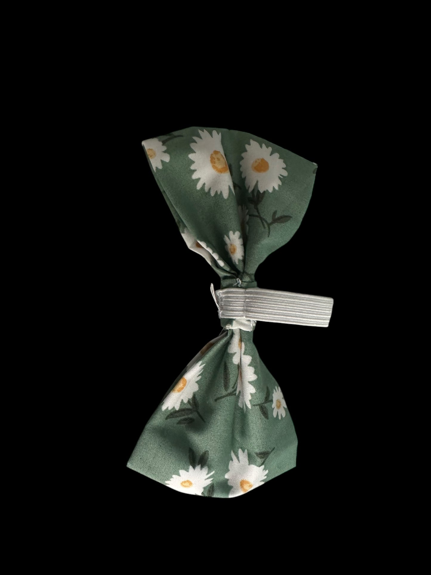 Medium dog bow ties- Green with white flowers