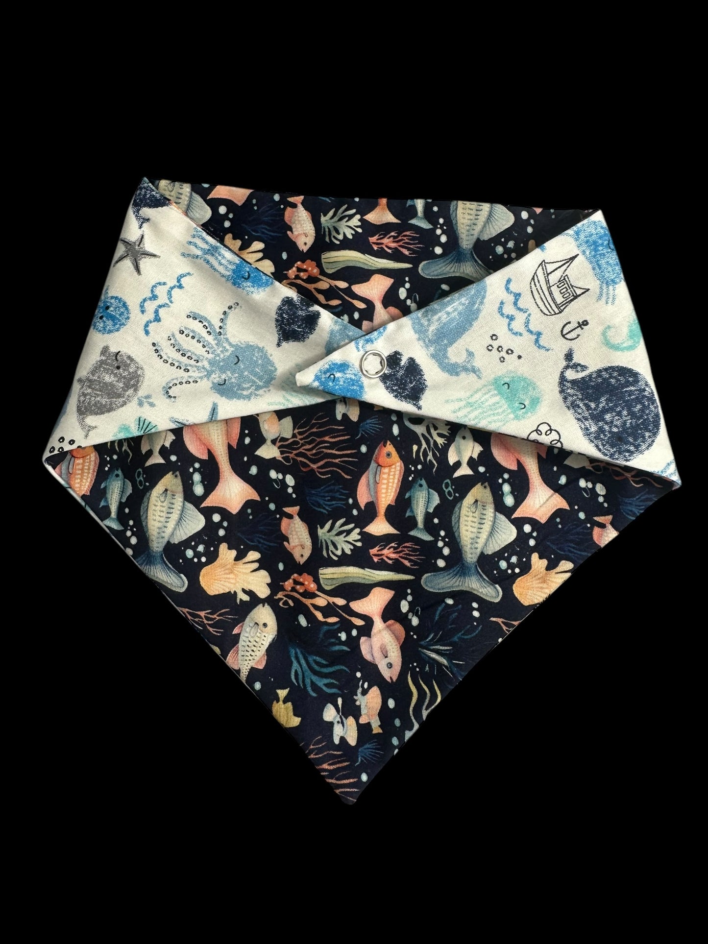 Small dog bandanas- fish and jellyfish