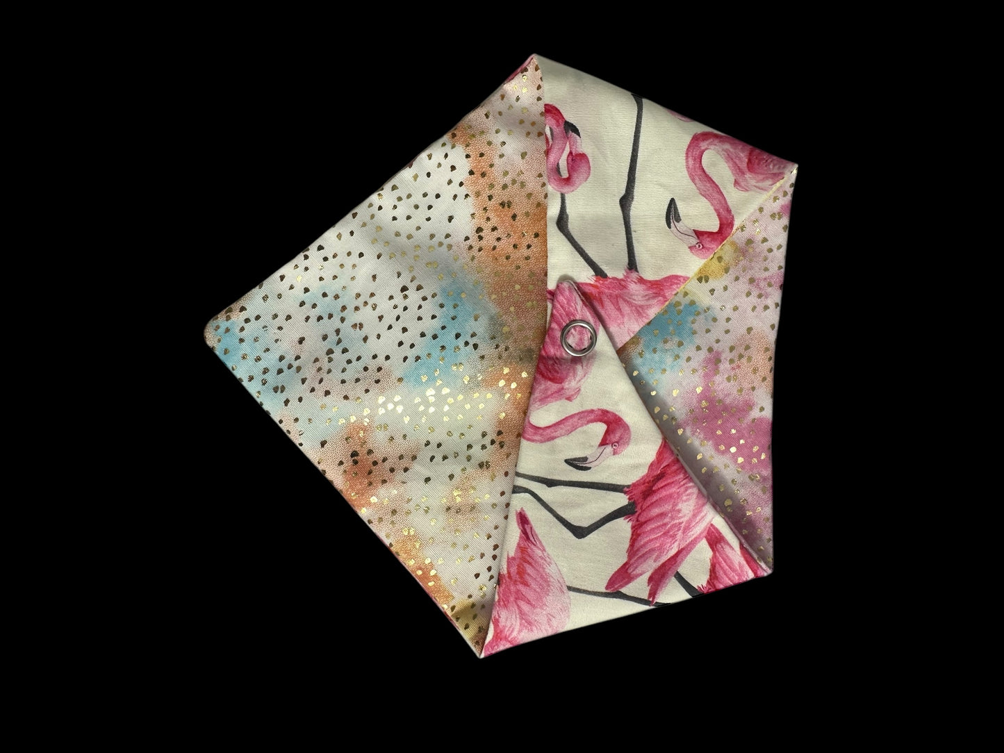 Cat Bandanna-pink flamingos and dots
