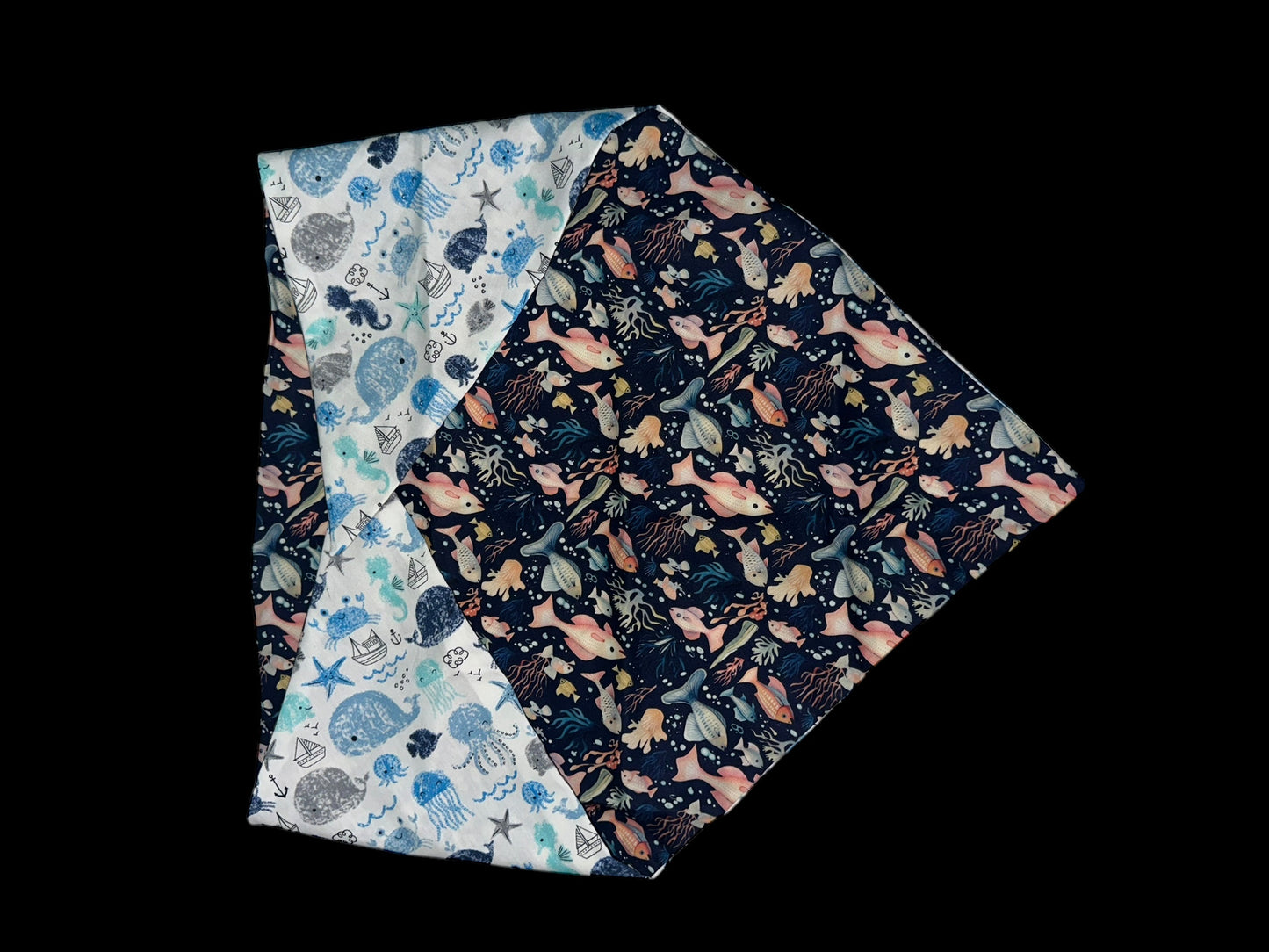X large dog bandanas - fish and boats