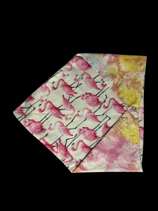 Medium dog bandanas- dots and flamingos