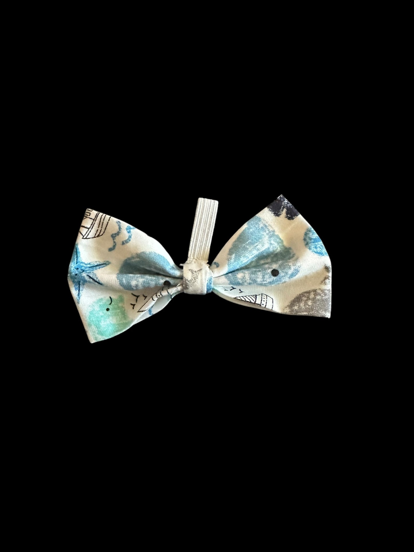 Cat and small dog bow ties- white boats and starfish