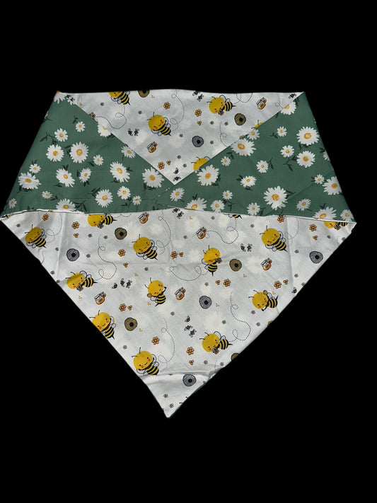 X large dog bandanas - bees and flowers