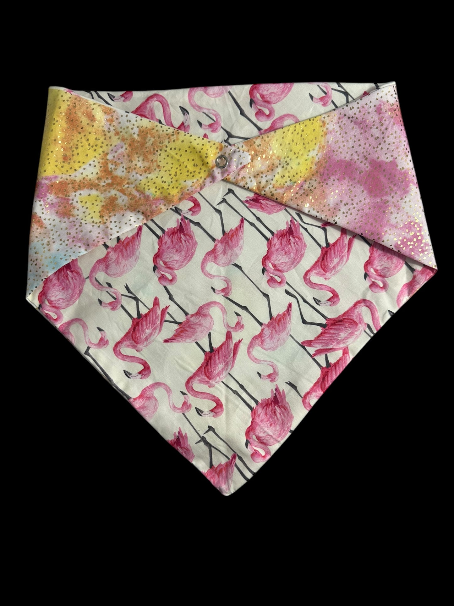 Medium dog bandanas- dots and flamingos