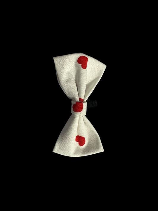 Cat and small dog bow ties-white with hearts