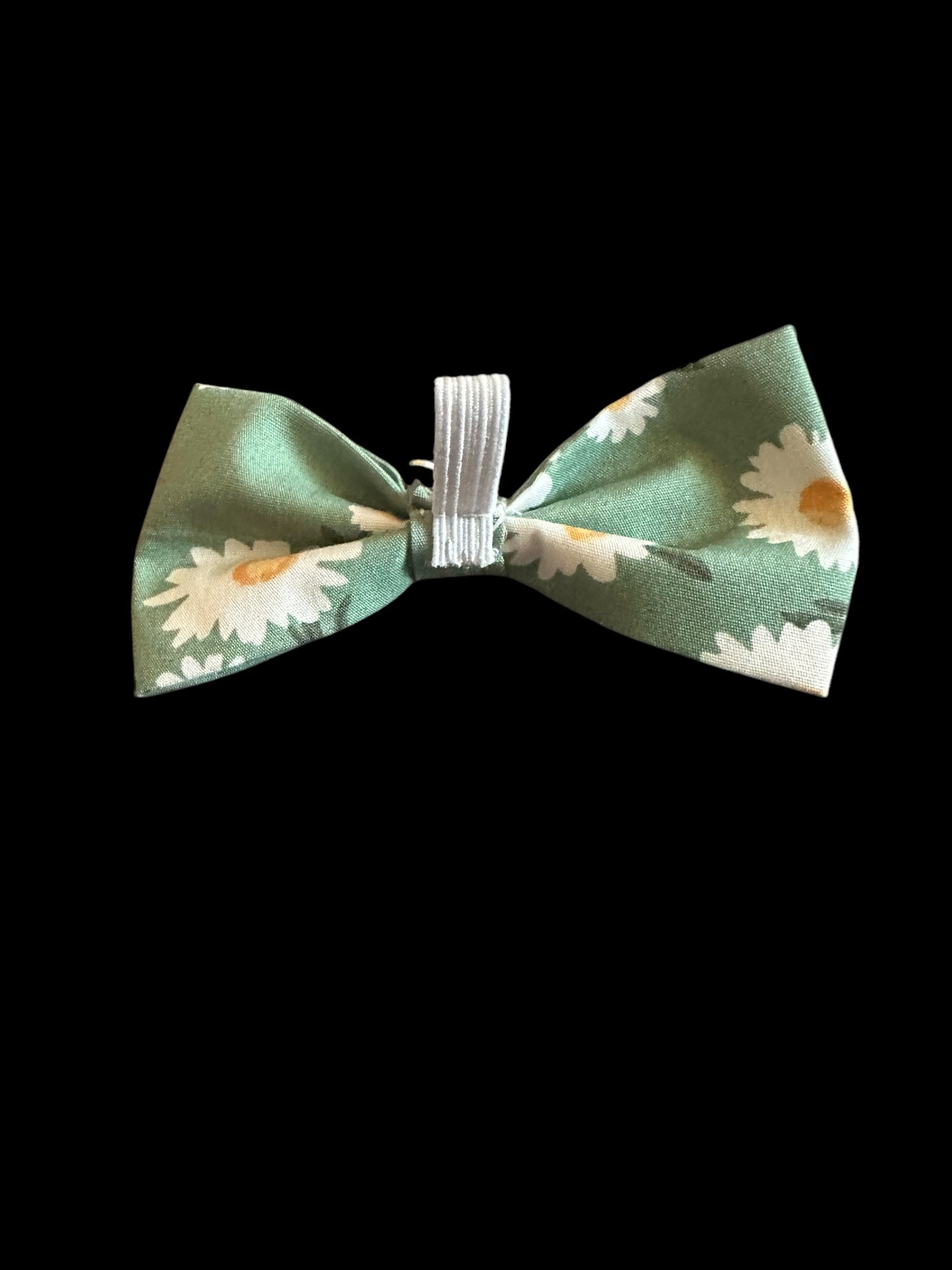 Cat and small dog bow ties- Green with white flowers