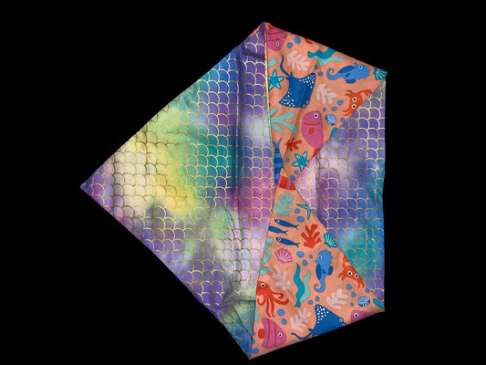X large dog bandanas - scales and starfish