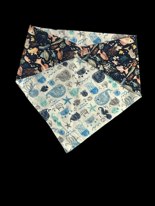 Medium dog bandanas- fish and boats