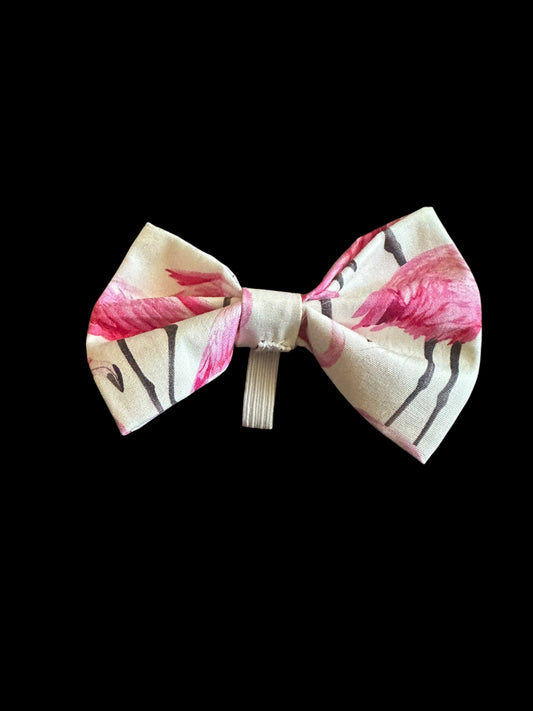 Cat and small dog bow ties- Pink flamingos