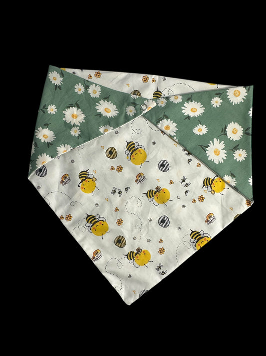 Medium dog bandanas- bees and flowers