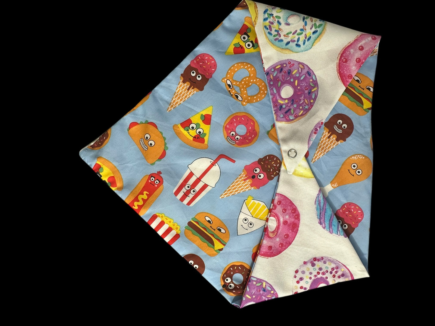 Medium dog bandanas-donuts and fast food