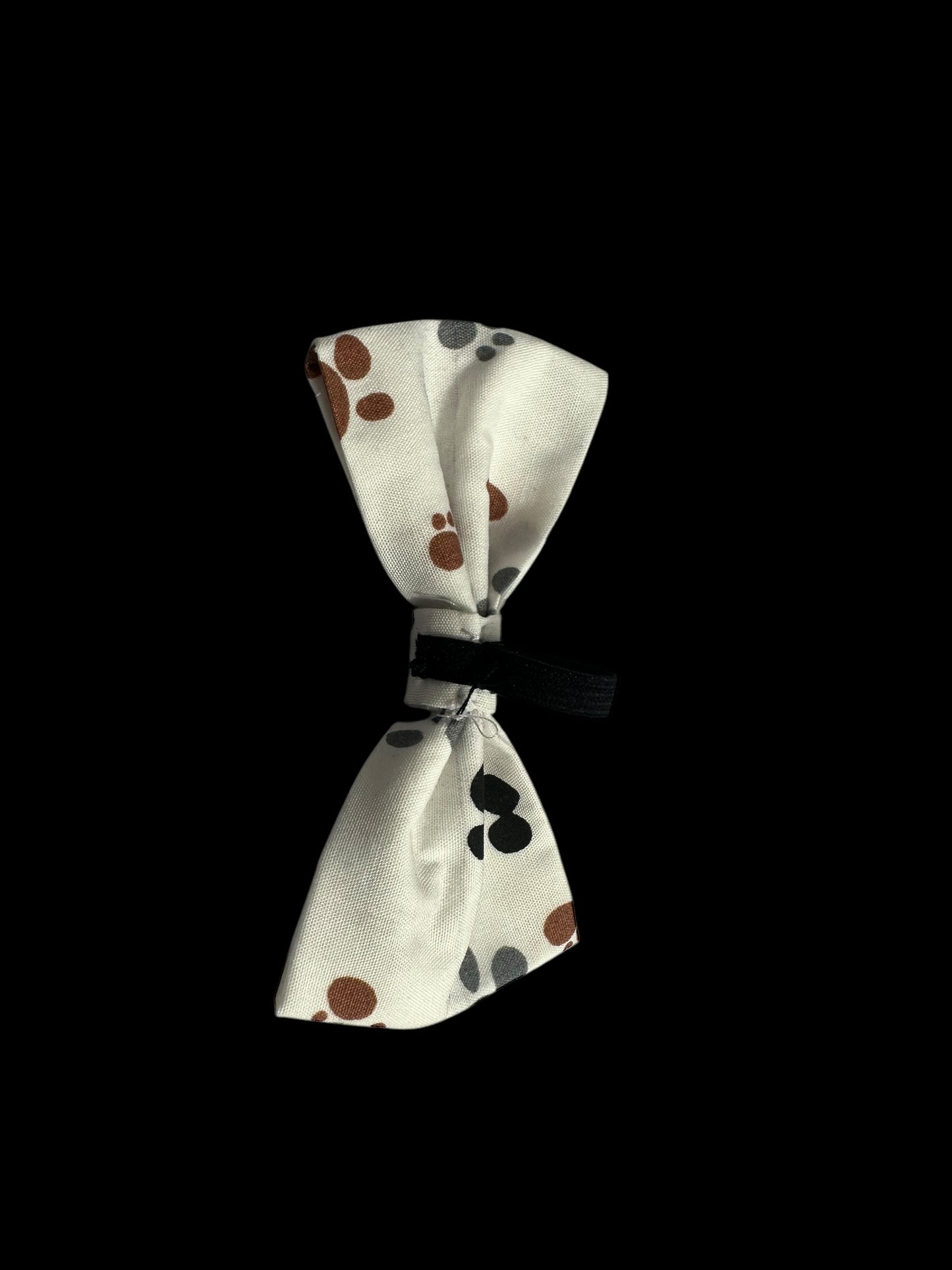 Cat and small dog bow ties-white with bones a d paw prints