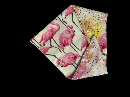 Cat Bandanna-pink flamingos and dots