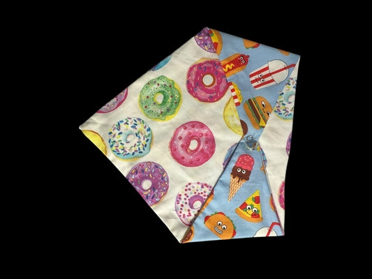 Medium dog bandanas-donuts and fast food