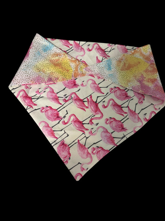 Large dog bananas- dots and flamingos
