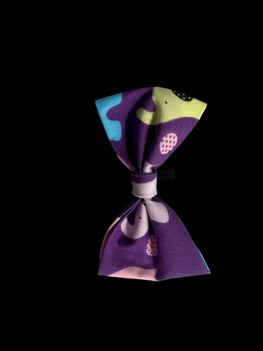 Cat and small dog bow ties-purple elephant