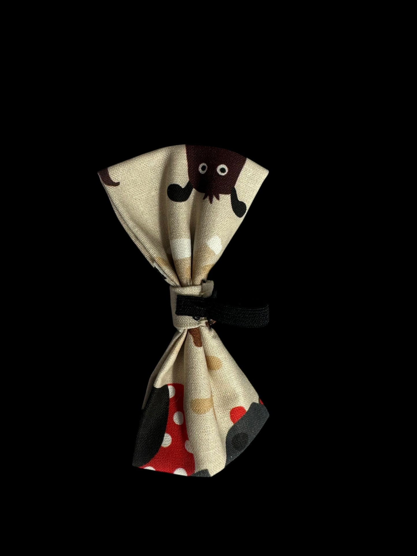 Cat and small dog bow ties- beige with dogs