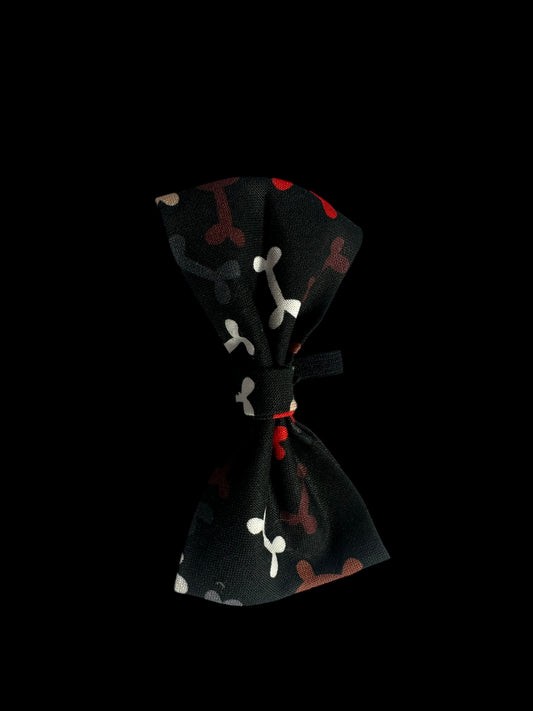 Cat and small dog bow ties- black with bones