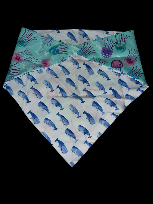 X large dog bandanas - jellyfish and whales