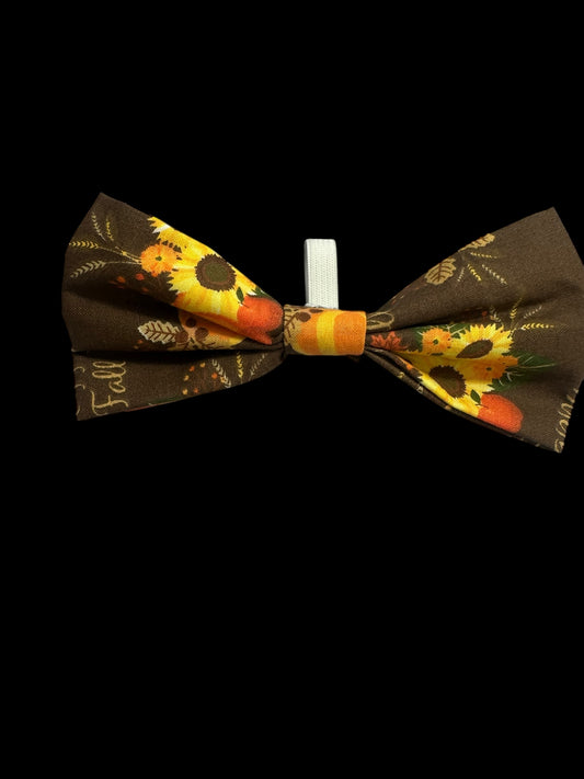 Medium bow ties- brown with yellow flowers