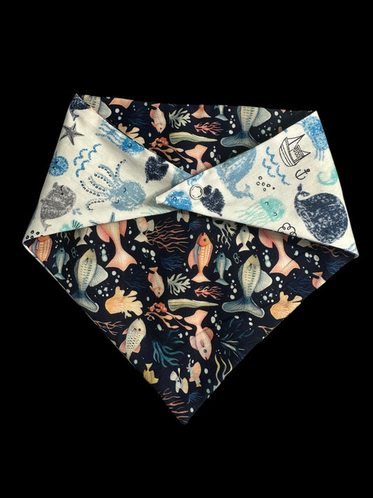 Small dog bandanas- fish and jellyfish