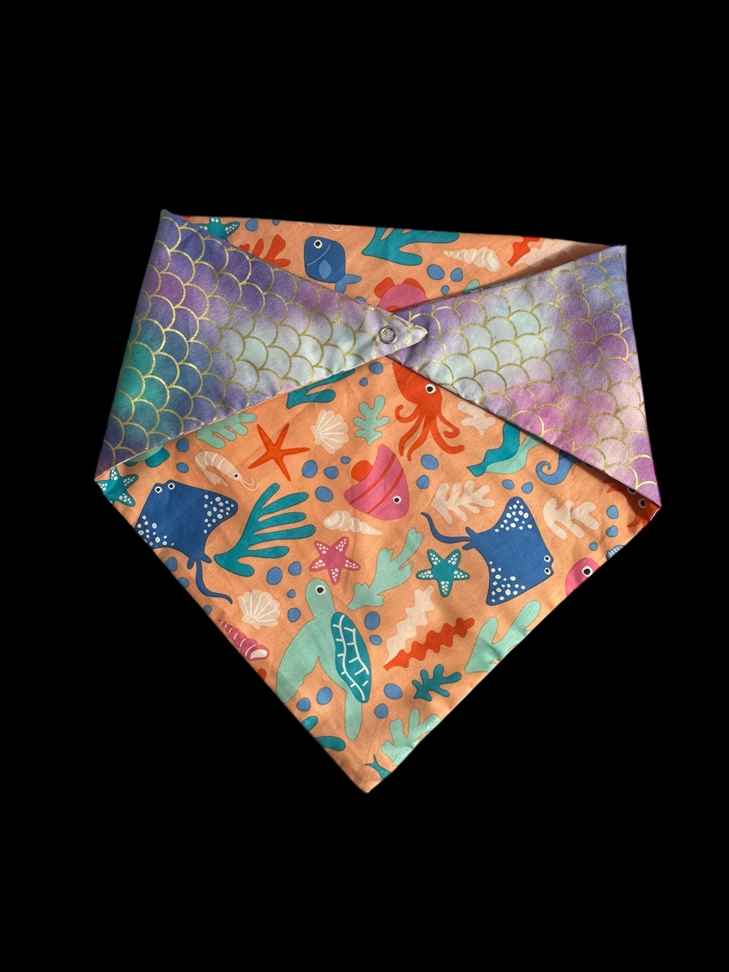 Medium dog bandanas-scales and starfish