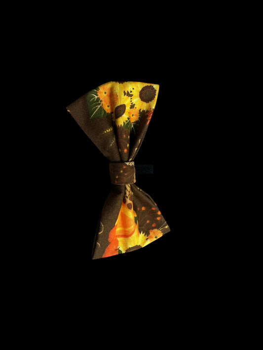 Cat and small dog bow ties-Orange/brown with sunflower