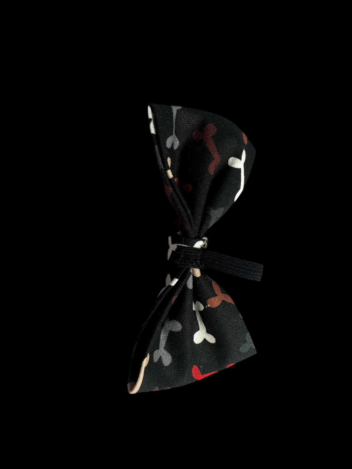 Cat and small dog bow ties- black with bones