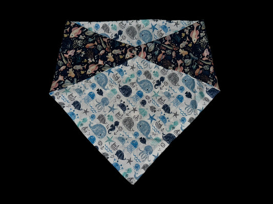 X large dog bandanas - fish and boats