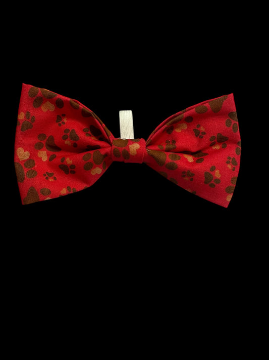 Medium bow ties- brown paw prints