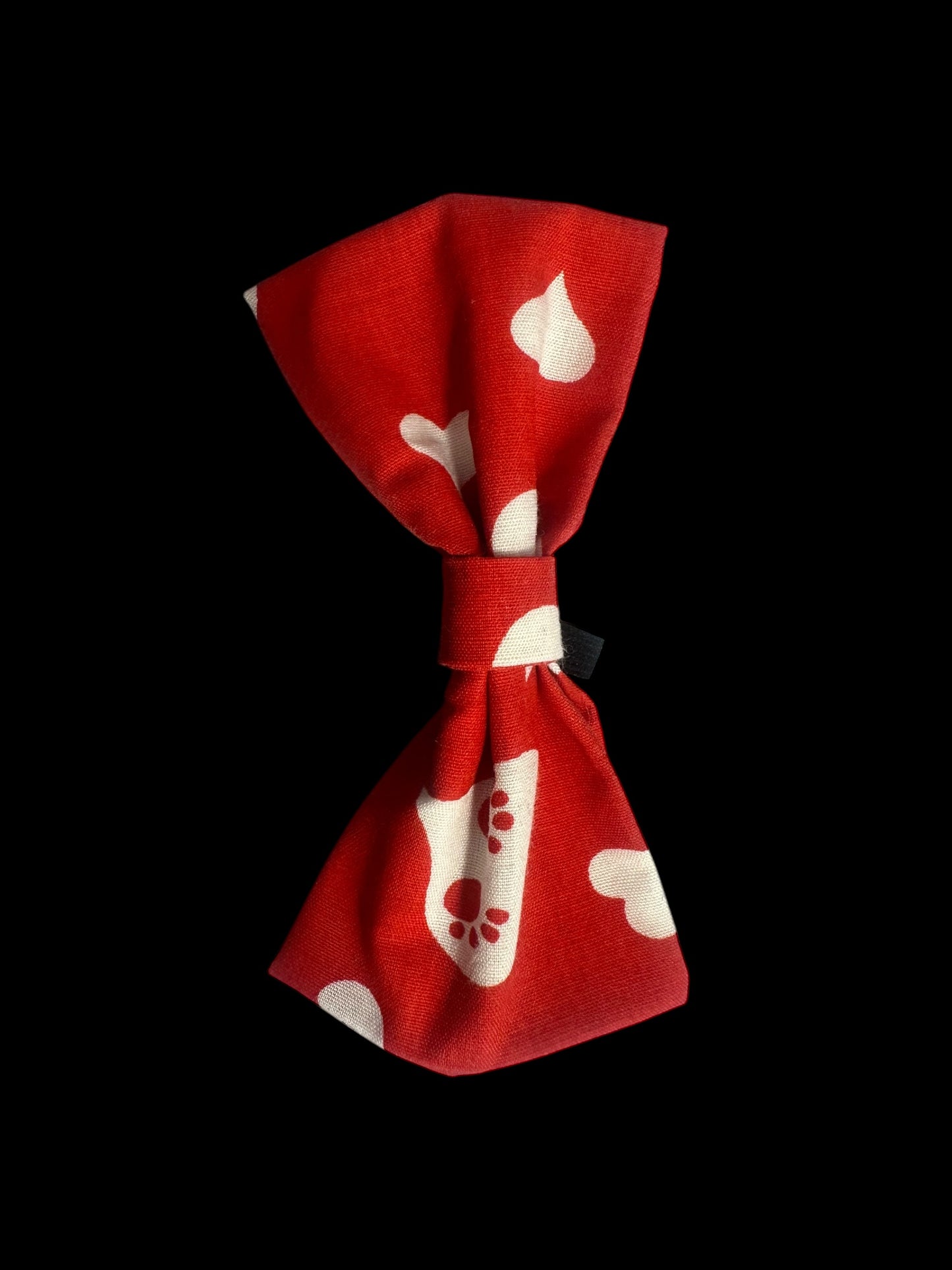 Cat and small dog bow ties- red with hearts